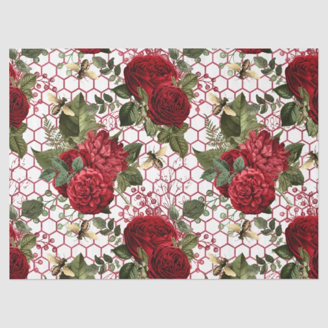 Papier Mousseline Série Red Rose Bee Design 47 (Recto)