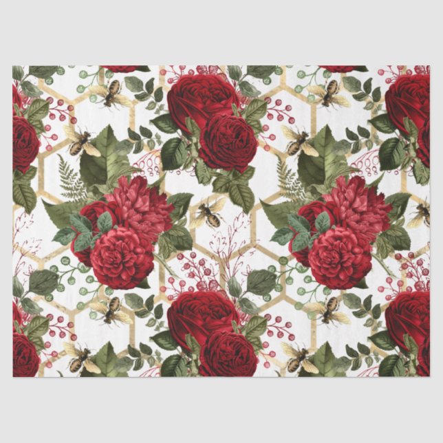Papier Mousseline Série Red Rose Bee Design 48 (Recto)