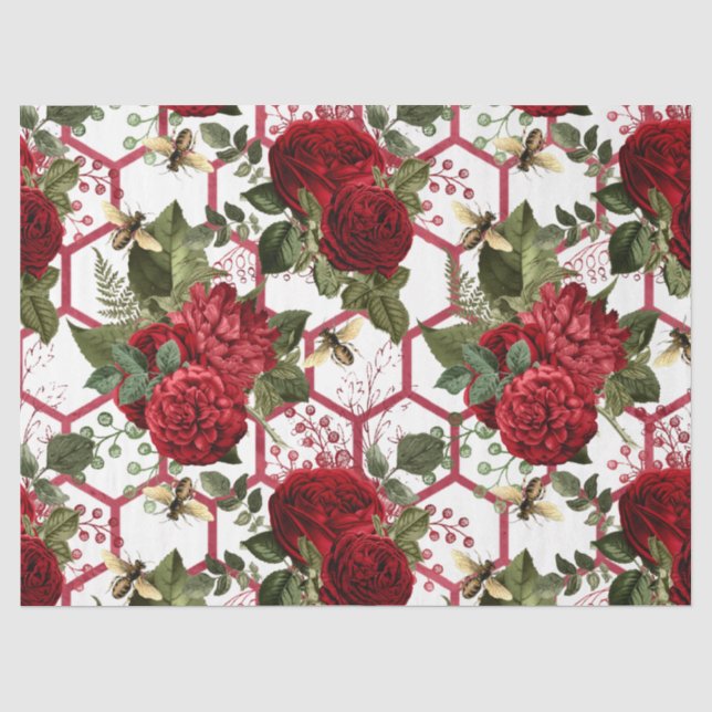 Papier Mousseline Série Red Rose Bee Design 49 (Recto)