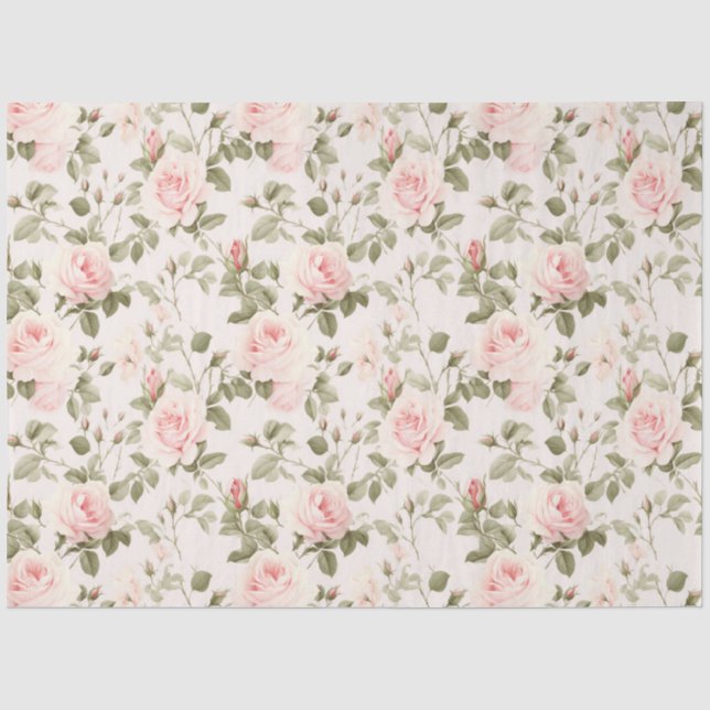 Papier Mousseline Série Roses Cottage Chic Dessin 1 (Recto)
