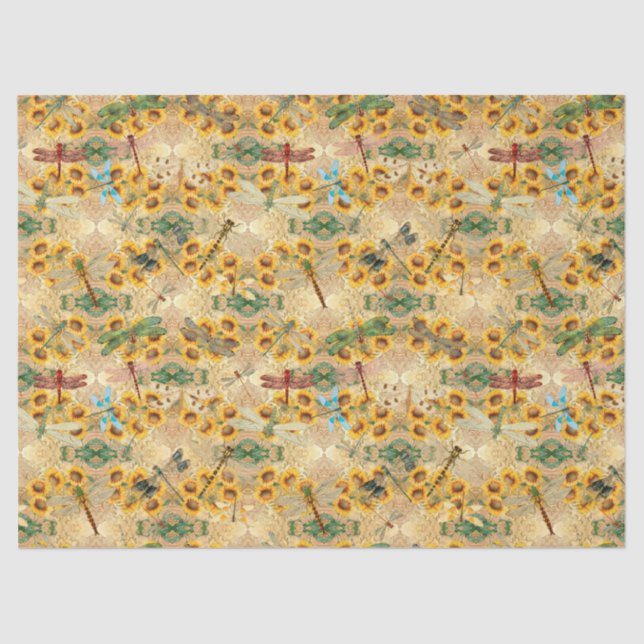 Papier Mousseline Série Sunflower et Dragonflies Design 1 (Recto)