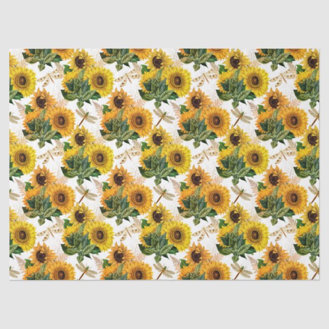 Papier Mousseline Série Tournesols et Libellules Design 11 (Recto)