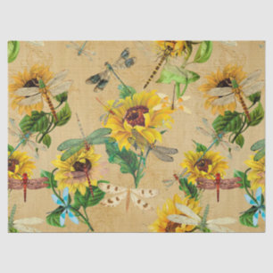 Papier Mousseline Série Tournesols et Libellules Design 2