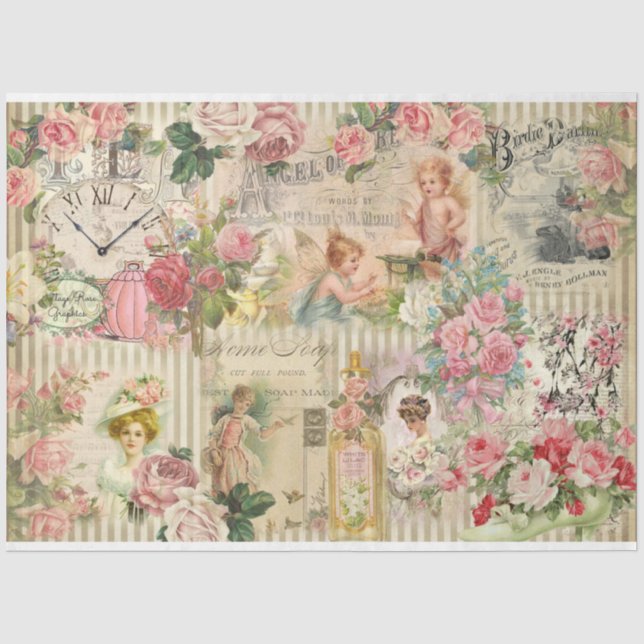 Papier Mousseline Série Victorienne Shabby Chic Design 6 (Recto)