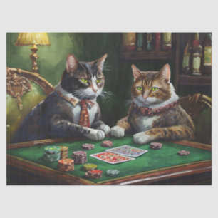 Papier Mousseline Sérieux, Chats rétro jouant au Poker