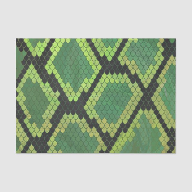 Papier Mousseline Serpent noir et vert (Recto)