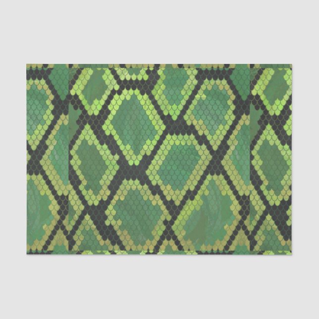Papier Mousseline Serpent noir et vert (Recto)