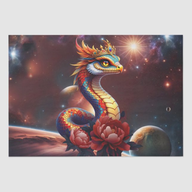 Papier Mousseline Serpent royal étoilé de l'univers. (Recto)