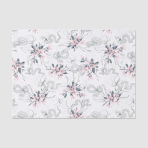 Papier Mousseline Serpents et fleurs abstraites de cornouiller de