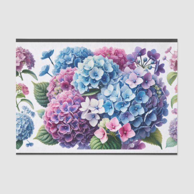Papier Mousseline serviettes, decoupage, hydrangeas, crea (Recto)