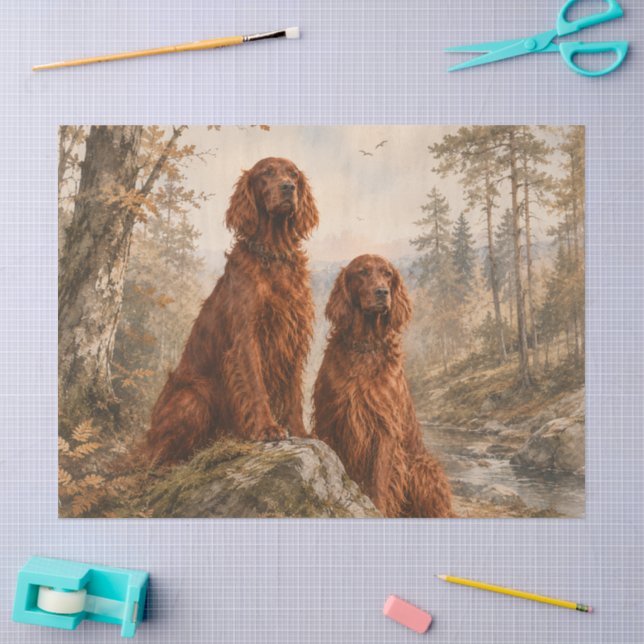Papier Mousseline Setter irlandais   (Artisanat)