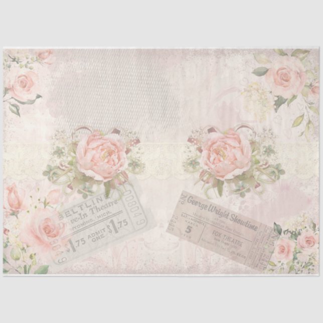 Papier Mousseline Shabby Chic Collage Series Design 14 (Recto)