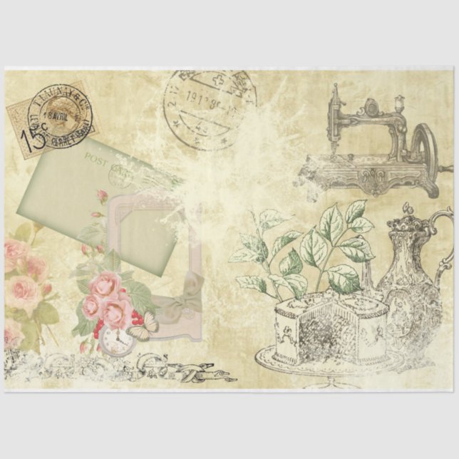 Papier Mousseline Shabby Chic Cream Series Design 3 (Recto)