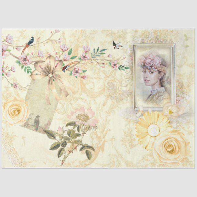 Papier Mousseline Shabby Chic Cream Series Design 5 (Recto)