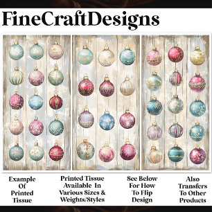 Papier Mousseline Shabby Chic Festif Bauble Ornements AN1 Découpage