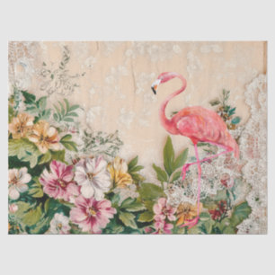 Papier Mousseline Shabby Chic Flamant rose Rose Floral Découpage