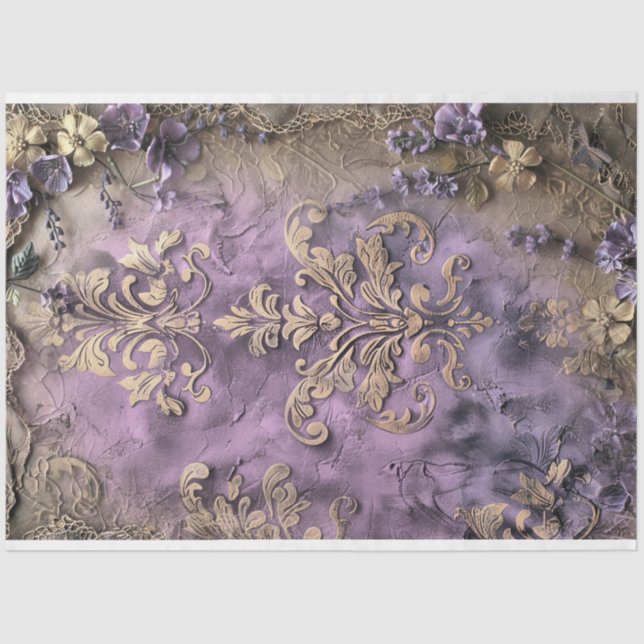 Papier Mousseline Shabby Chic, Floral & Demask Digital Multimédia (Recto)