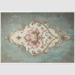 Papier Mousseline Shabby Chic Floral Demask Motif Arrière - plan