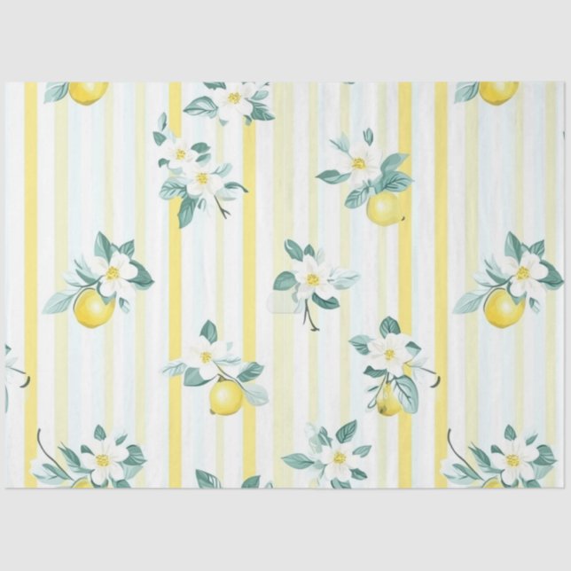 Papier Mousseline Shabby Chic Lemon Floral Series Design #12 (Recto)