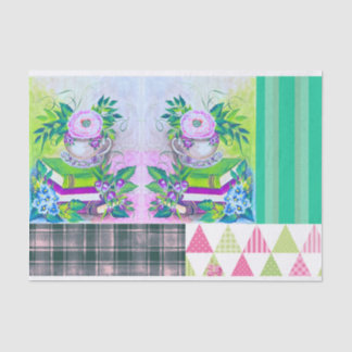 Papier Mousseline Shabby Chic Livre Thème Floral Tissu Papier