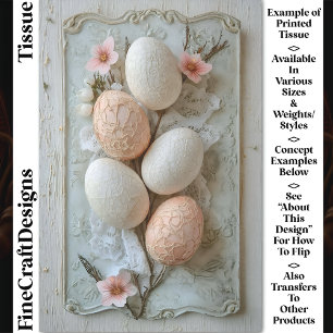 Papier Mousseline Shabby Chic, Œufs de Pâques Ivoire Pêche CL8 Décou