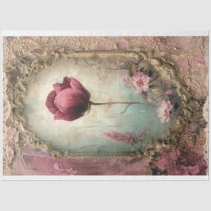 Papier Mousseline Shabby Chic, Poppy encadré, Couches de médias mixt