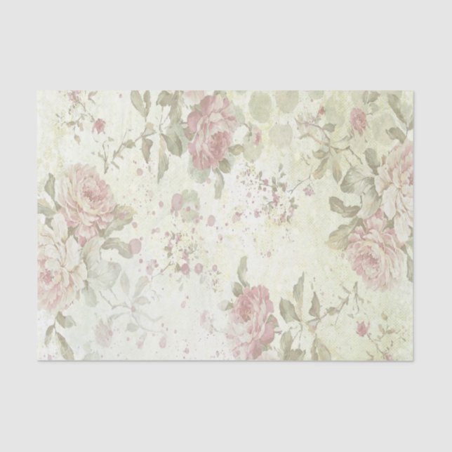 Papier Mousseline Shabby Chic Rose Floral (Recto)
