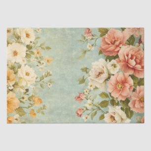 Papier Mousseline Shabby Chic Rose Jaune Fleurs Vintage Découpage