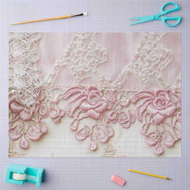 Papier Mousseline Shabby Chic Rose Lace  (Artisanat)