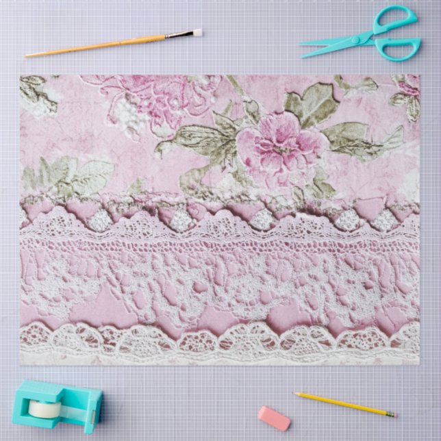Papier Mousseline Shabby Chic Rose Lace  (Artisanat)
