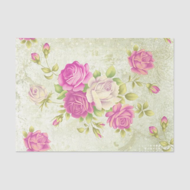 Papier Mousseline Shabby Chic Rose Series Design 1 (Recto)