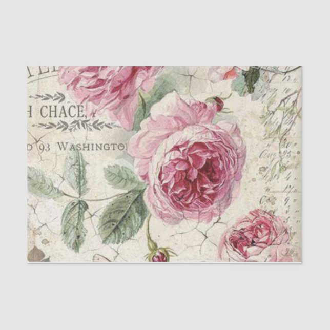 Papier Mousseline Shabby Chic Rose Series Design 11 (Recto)