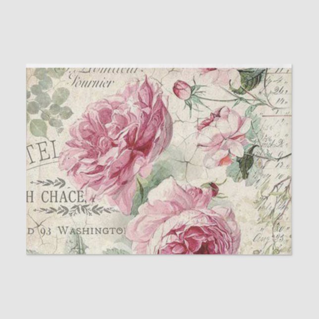 Papier Mousseline Shabby Chic Rose Series Design 12 (Recto)