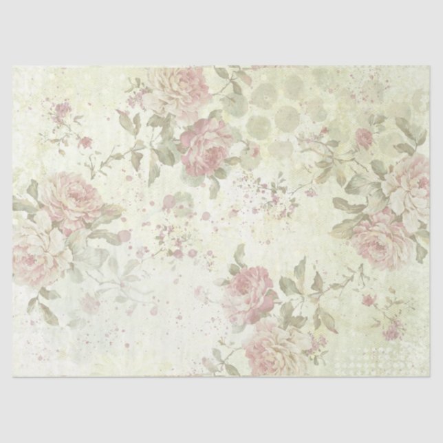 Papier Mousseline Shabby Chic Roses Design 1 (Recto)