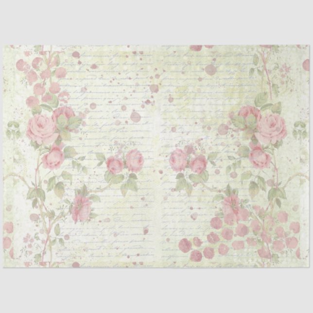 Papier Mousseline Shabby Chic Roses Design 5 (Recto)