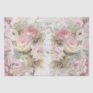 Papier Mousseline Shabby Chic Roses Motif Collage