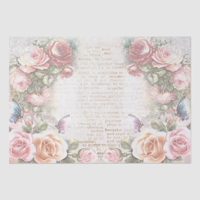 Papier Mousseline Shabby Chic Roses Motif Collage (Recto)