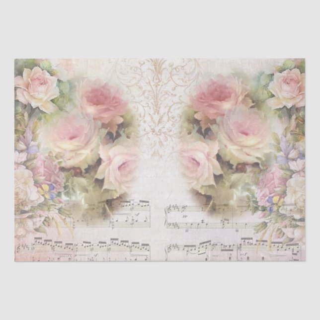 Papier Mousseline Shabby Chic Roses Motif Collage (Recto)