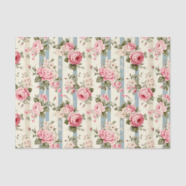 Papier Mousseline Shabby Chic Roses Vintages (Recto)