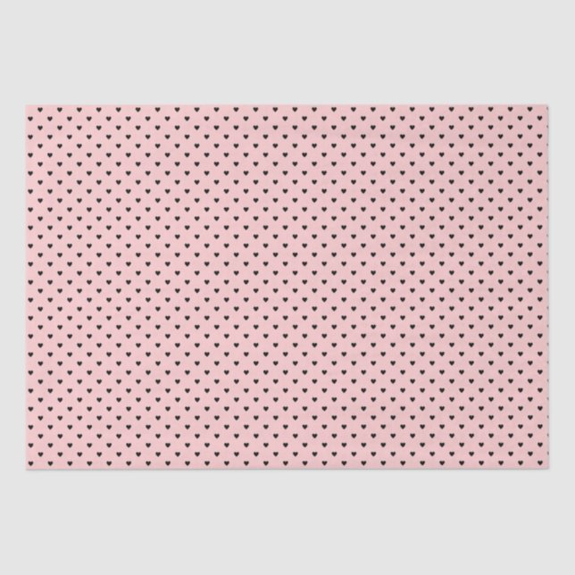 Papier Mousseline Shabby Chic Simple Coeur Noir sur Peachy Rose (Recto)