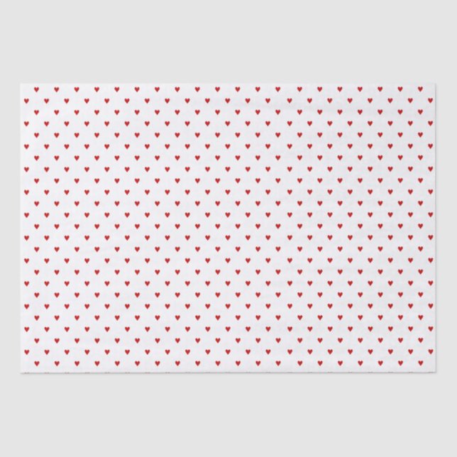 Papier Mousseline Shabby Chic Simple Red Hearts Motif sur Blanc (Recto)