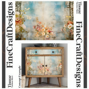 Papier Mousseline Shabby Chic Vintage Doux Floral A1R Découpage