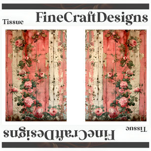 Papier Mousseline Shabby Chic Vintage Roses Roses Découpe Gauche et