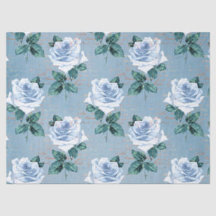 Papier Mousseline Shabby Floral Blue Series Design 1