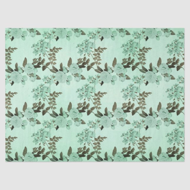 Papier Mousseline Shabby Floral Mint Series Design 8 (Recto)