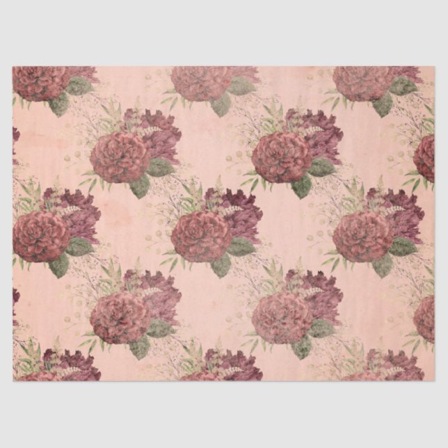 Papier Mousseline Shabby Floral Peach Series Design 11 (Recto)