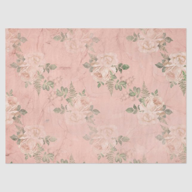 Papier Mousseline Shabby Floral Peach Series Design 3 (Recto)