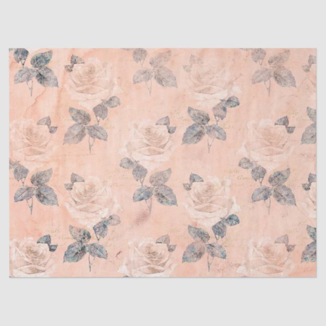 Papier Mousseline Shabby Floral Peach Series Design 5 (Recto)