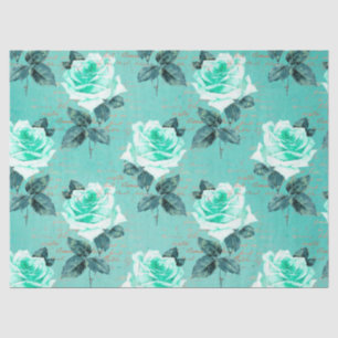 Papier Mousseline Shabby Floral Turquoise Series Design 9