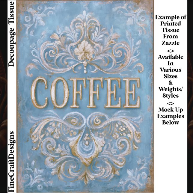 Papier Mousseline Shabby French Style Coffee Cafe Sign EY6 Decoupage (Créateur téléchargé)